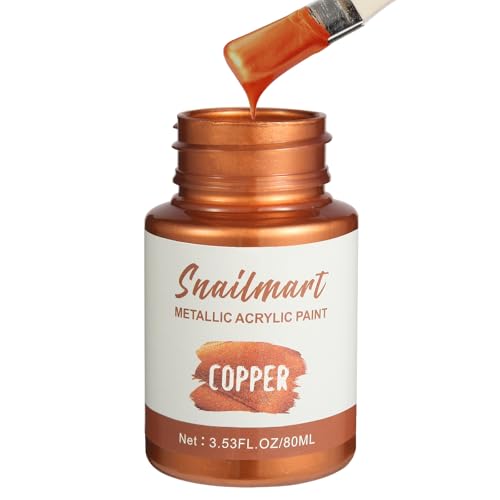 Image of 80ml Metallic Copper Acrylic Paint with 1 Brushes,Copper Paint for Art, Hand-crafts, Non-Toxic, Non-Fading for Canvas, Wood, Fabric, Ceramic, Stone Craft Supplies