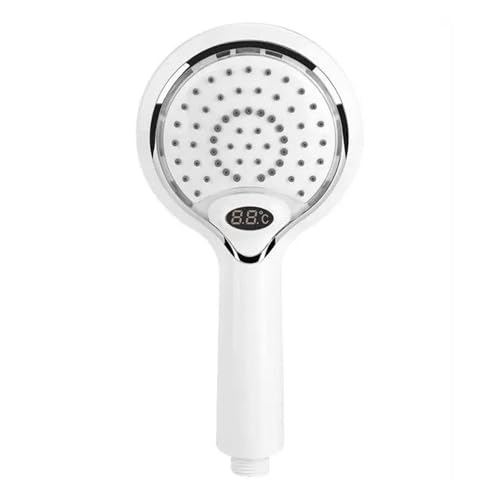 Cabezal de ducha LED con sensor digital, control de temperatura, 3 colores, rociado de lluvia, ahorro de agua, alta presión, cabezal de ducha grande para baño(White)
