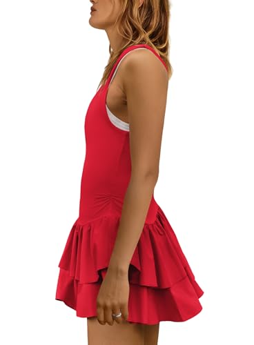 Yanekop Womens Tennis Dress with Built in Shorts Backless Athletic Dresses Workout Golf Mini Dress Activewear Outfits2