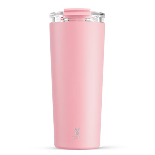 Meoky Taza de café de viaje de 24 onzas con tapa a prueba de fugas, vaso de café aislado de acero inoxidable, mantiene el calor durante 8 horas o el frío durante 24 horas, cabe en el portavasos del