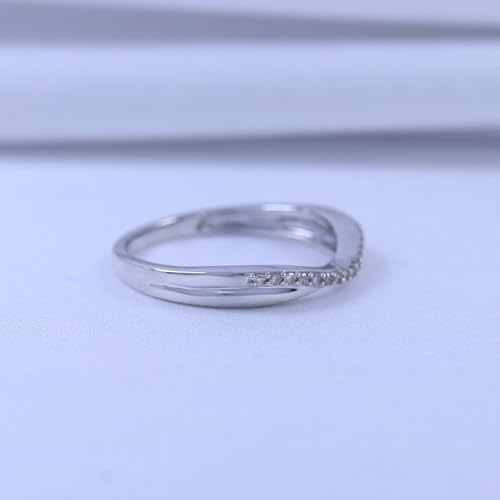 Twist Contour Enhancer Wedding Band Ring Jewelry for Women Round Cut Lab Created Moissanite & White Natural Diamond In 14K Gold Plated Sterling Silver Stackable Ring4