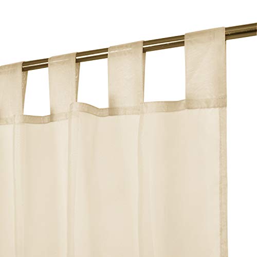 Megachest lucy Woven Voile Tab Top Curtain 2 Panels with ties (28 colors) (champagne, 56" wideX81 drop(W142cmXH206cm)) - Image 3