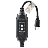ELEGRP G1215CM2 G20CMR Patented Auto-Monitoring GFCI Replacement Plug Inline Assembly, Manual Reset 15 Amp Non-Grounded 2 Wires 2-Prongs for Power Tools, Lawn Equipment etc, UL Listed, 1 Pack, Black