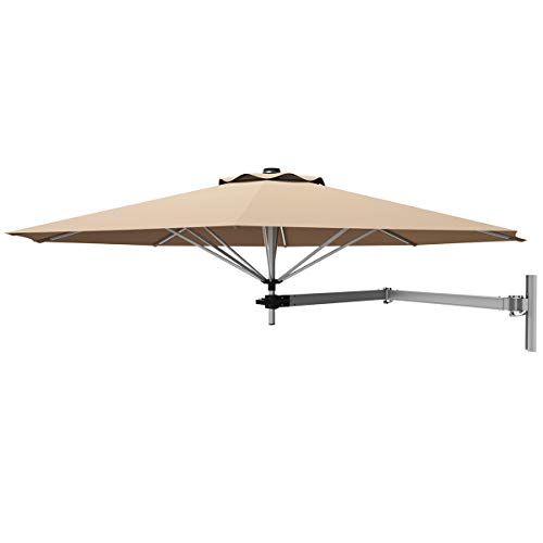 GOPLUS Sonnenschirm Wandmontage, Gartenschirm 250cm, UV 50+,...