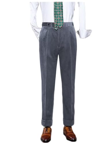 ONAXTDA Mens Corduroy Dress Pants Casual Slim Fit Straight Leg Fall Spring Long Trousers for Party Wedding Prom