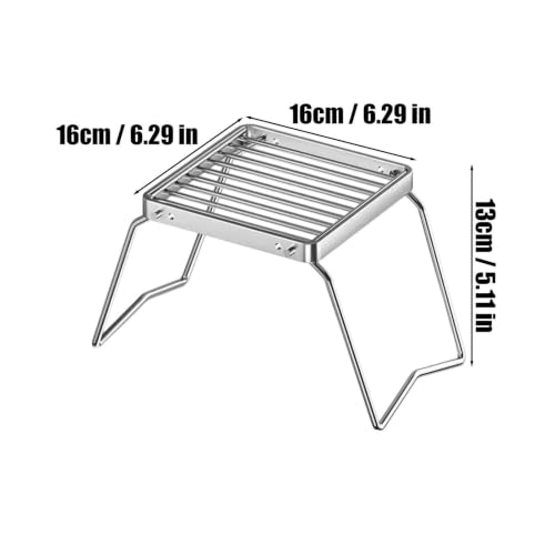 Parrilla para fogata de acero inoxidable regulable en altura para barbacoa de camping 6