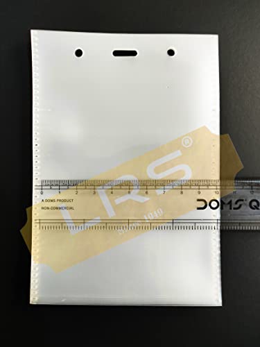 LRS Soft Plastic Flexible I.D Card Holders, Pouches, Badges PrePunched for Lanyards, 135mm x 95mm Each, Vertical Top Loading for Office, School, College, University - Pack of 100