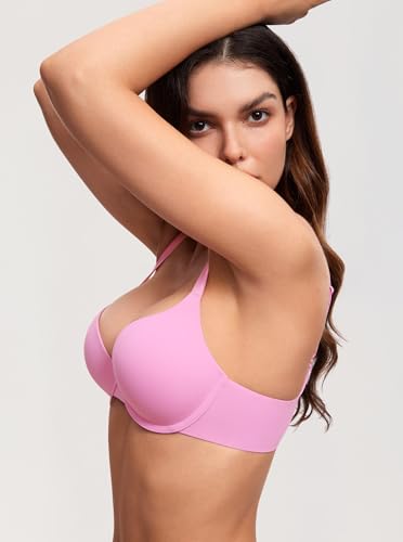 Image of DOBREVA Women's Push Up T-Shirt Bra Underwire Padded Bras Plunge Full Coverage