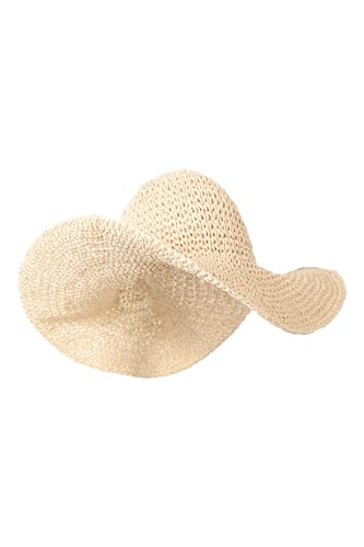 Mountain Warehouse Straw Brimmed Womens Hat - 100% Straw Hat, One Size, Wide Brim Beige