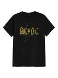 AC/DC Distress Flash Homme T Shirt Manches Courtes Noir M 100% Coton Regular/Coupe Standard