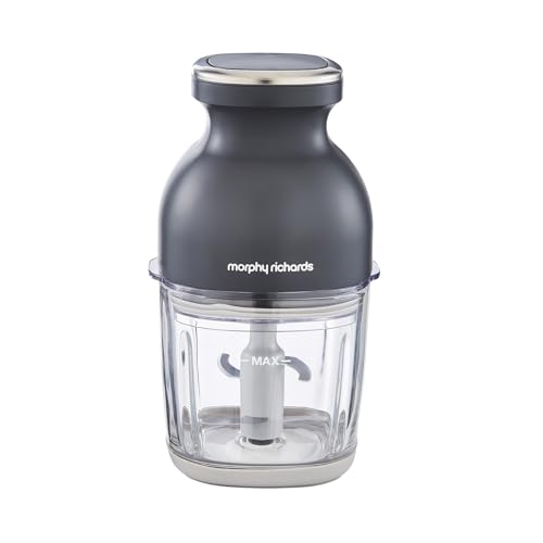 Morphy Richards Mini hachoir sans fil 3 en 1 avec chargement USB, faible bruit, bol en verre de 500 ml, hacher, fouet, râper, moudre, protection contre la...