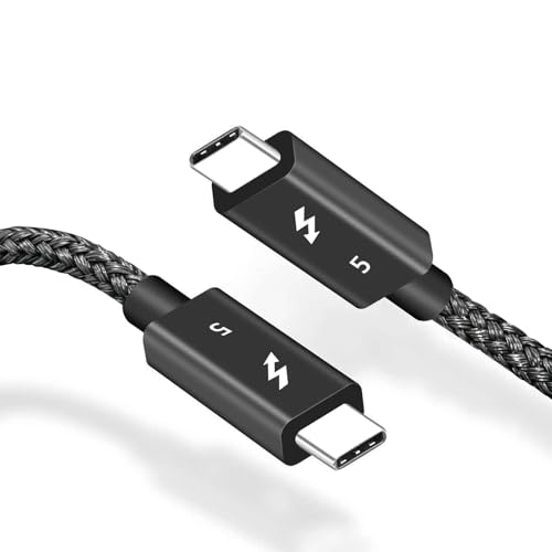 Câble Thunderbolt 5 80 Gbit/s – Compatible avec Thunderbolt 5/4/3, PD 240 W Charge Rapide, Prend en Charge 16K@60 Hz, 8K@60 Hz, 4K@240 Hz, Idéal pour MacBook, Laptop, eGPU, SSD, Dock (0.5 m-noir)