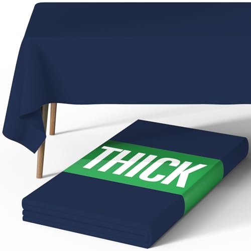 Image of Pureegg Polyester Tablecloth 60 inch x 84 inch Reusable & Washable Navy Blue | Durable, RectangleTable Cloth , for Outdoor Party, Picnic, Wedding, Banquet, Birthday