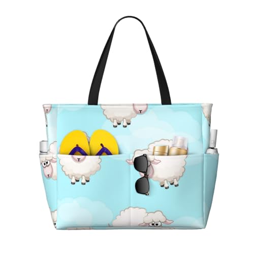 Sac de plage grand format Mouton volant sac fourre-tout bandoulière femme
