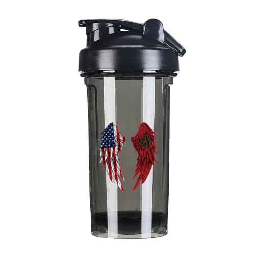 Wings America and Moroccan Flag 18 Ounce Shaker Cup,Fashion Theme Pattern Shaker Bottle Leak-proof Workout Shake Bottles 500ML/18 oz Perfect for Pre Workout