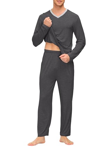 Image of JINSHI Men's Pajama Sets Soft Lightweight Sleepwear Nightwear with Pocket