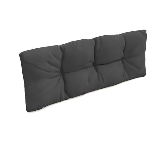 POKAR Cuscino-schienale 120x40cm per Divano da Giardino Idrorepellente, Spalliera per Bancali, schiuma fredda, senza Pallet, Antracite