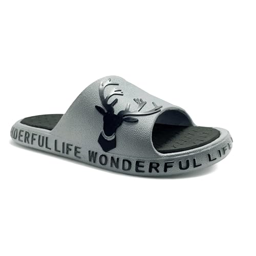Image of BRUTON Slides, Eco Friendly Slides for Men, Boys Natural Rubber Light-Weight Slippers