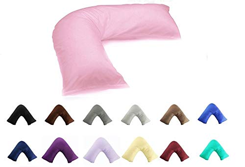 Haani V Shaped Pillow With Complimentry Free Pollycotton Removable Cover (PINK)