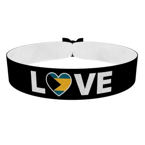 Druck-Palast Bracelet Love Bahamas - Lien en Tissu Imperméable - Manchette en Satin - Accessoire Unisexe - Idées Cadeaux Voyageurs - Merchandise Bahamas - Accessoire d'Été
