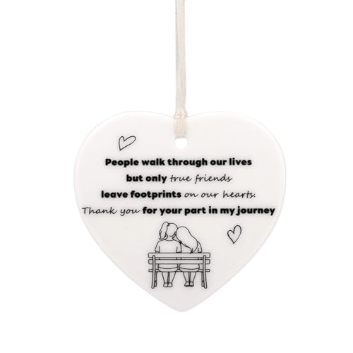 Thank You for Your Part in My Journey Plaque, Ceramic Heart Keepsake Hanging Friendship Plaque Crafts Best True Friend Gift Bestie Sister Gift Thank You Sign Ornament for Home Wall Door Decor