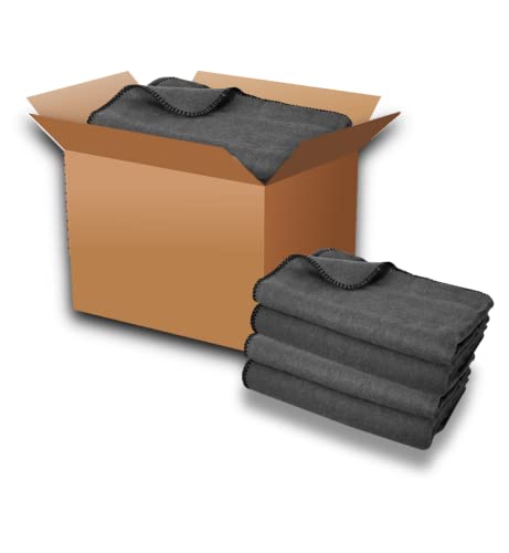 Jmr Usa Inc. Bulk Military Wool Blanket for Camping, Emergency and Everyday Use, Fire Retardant Extra Thick and Warm Outdoor Wool Blanket, 70% Wool, Navy, Size 62X84, Case of 10