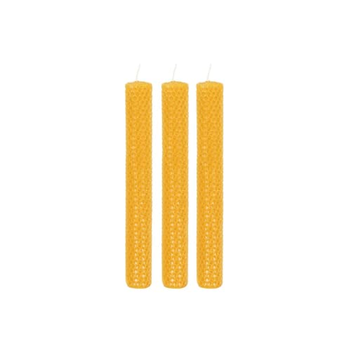 something different Majestic Yellow Beeswax Spell Candles, 11cm x 5.5cm (Pack of 3), Long-lasting & Vibrant Decor - Image 3