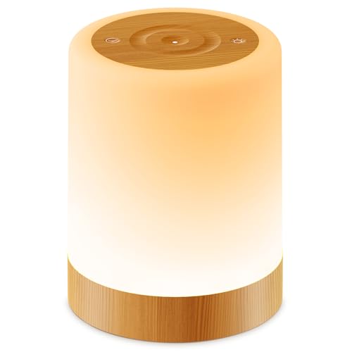 Image of Auxmir 3000mAh Night Light, Rechargeable Baby Table Lamp, Smart Dimmable Touch Control LED Bedside Lamp with RGB Color Changing & 5 Modes, Portable Night Light for Kids, Bedroom, Living Room, Camping