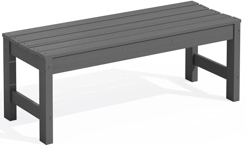 SERWALL 47 Inches Backless Outdoor Bench for 2-Person, Grey