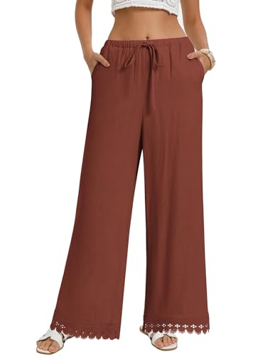 Image of GRACE KARIN Women Linen Pants Wide Leg Casual Palazzo Pants Trousers