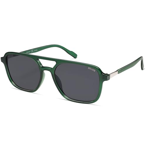 Image of SOJOS Retro Aviator Sunglasses for Women Men,Trendy Rectangle Womens Mens Shades Sun Glasses SJ2202