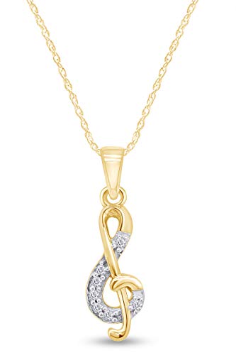 AFFY Treble G Clef Music Note Cubic Zirconia Pendant in 14K Gold Over Sterling Silver