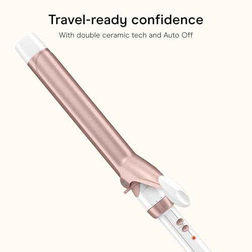 Image of Conair Double Ceramic 1 -Inch Extra Long Barrel Curling Iron | Extra-long 7.5-in. Barrel With Cool Tip, Styles Loose Curls on Medium and Long Hair, White /Rose Gold, CD709L