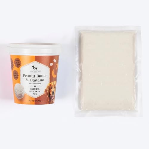 Image of HUFT Peanut Butter & Banana Dog Ice Cream Mix - 40 gm (Pack of 3) | Natural Treats with Prebiotics for Dogs | Easy to Prepare Frozen Dessert | Healthy Snack for All Life Stages & Breeds Dogs