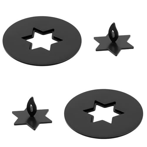 Mewutal 2pcs Black Star Candle Jar Topper 3.15 Round Stainless Steel