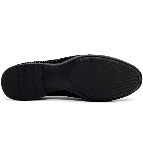 CMM Men's Pointed Toe Rivet Dress Shoes Glitter Modern Metallic Slip On Loafers Plus Size4