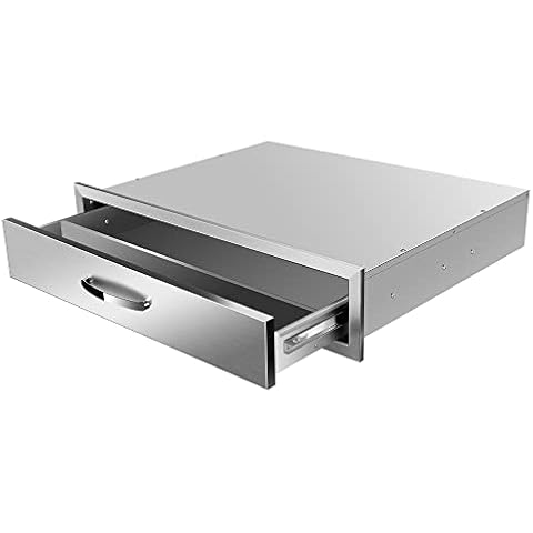 KODOM Outdoor Kitchen Single Drawer 30Wx23Dx6.5H Inches BBQ Drawer Stainless Steel Access Drawers with Exquisite Handle for Outdoor Kitchen Island or Grill Station Cover