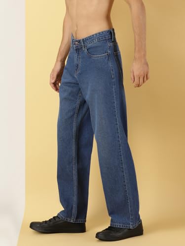 Image of Thomas Scott Men's Relaxed Fit Mid Rise Comfort Clean Look Light Fade Cotton Baggy Jeans