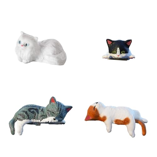 starfa lab 5 Pcs Mini Cat Figurines Car Decor Dashboard Accessories Cute Resin Cat Ornaments for Rearview Mirror Desk Decorations Funny Car Gifts Interior Decors for Woman