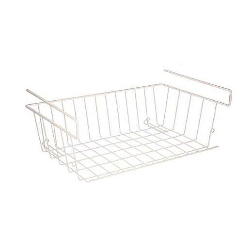 Cesta Bajo Estante Colgante Blanca 39x25x11cm.