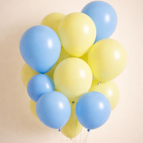 Image of Regular Balloon Combo For Decoration with Glue Dots & Balloon Arch Strip - Party Decor Set For Easy Party Setup (BLUE YELLOW, 50)