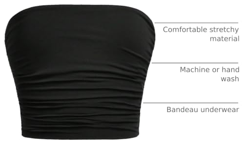 Image of Floerns Girl's Basic Sleeveless Bandeau Kids Strapless Ruched Tube Tops