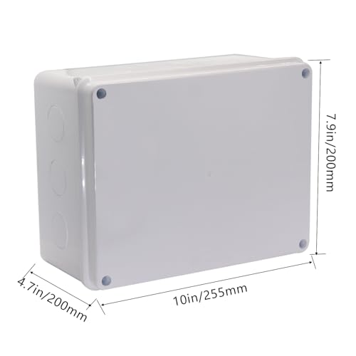 Image of Junction Box, Reserved Holes Electrical Boxes Waterproof IP65 ABS Plastic Electrical Power Cord Enclosure Project Box White 10 x 7.9 x 4.7 inch(255x200x120mm)