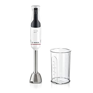 Bosch ErgoMaster Serie 4 staafmixer, MSM4W210, 600 Watt motor, dynamische snelheidsregeling, QuattroBlade System, accessoires inbegrepen, wit
