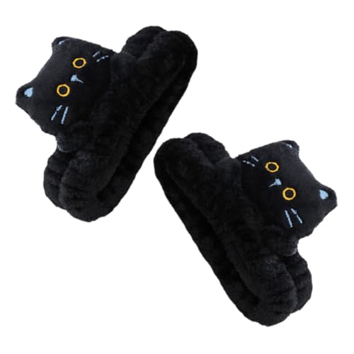 FOMIYES 猫モチーフ伸縮カチューシャ 2個セット 洗顔や ケアになソフトフランネル製 女性用メイクアップカチューシャ お風呂やシャワー活躍 かわいいヘアアクセサリー