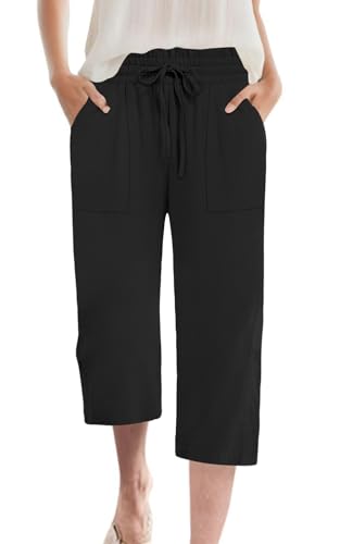 MLXSJ Womens Capri Pants Summer Wide Leg High Waisted...