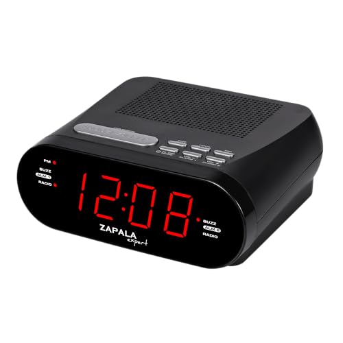 ZAPALA expert Alarm Clock Radio for Bedroom, 2 Alarms Bright LED Display Plug in Simple Basic Digital FM Clock Radio with USB Charging Port, Adjustable Volume, Snooze for Deep Sleepers