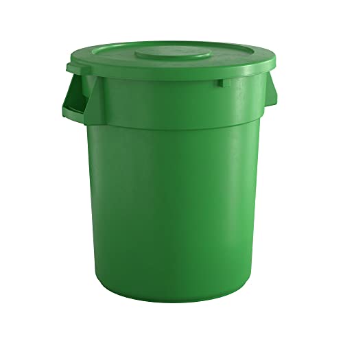 Krollen Industrial 32 Gallon Green Round Commercial Trash Can with Lid, Heavy-Duty Food Grade NSF Certified, Perfect for Restaurant, Office, School, Garage, Backyard, Workshop, Warehouse