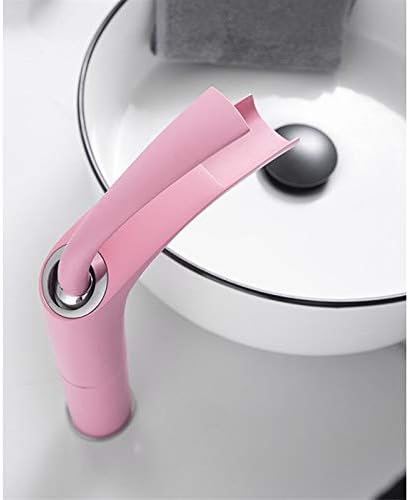 Basin Faucets Black/White Brass Open-Type Waterfall Bathroom Tap Mixing Sink Faucets Cold Hot Water Sink Mixer Taps Torneira(Pink high)