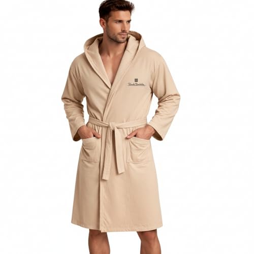 Intimitaly Renato Balestra Peignoir en microfibre pour homme et femme – unisexe avec capuche, poches et ceinture, léger et doux, pour voyage, piscine, salle...